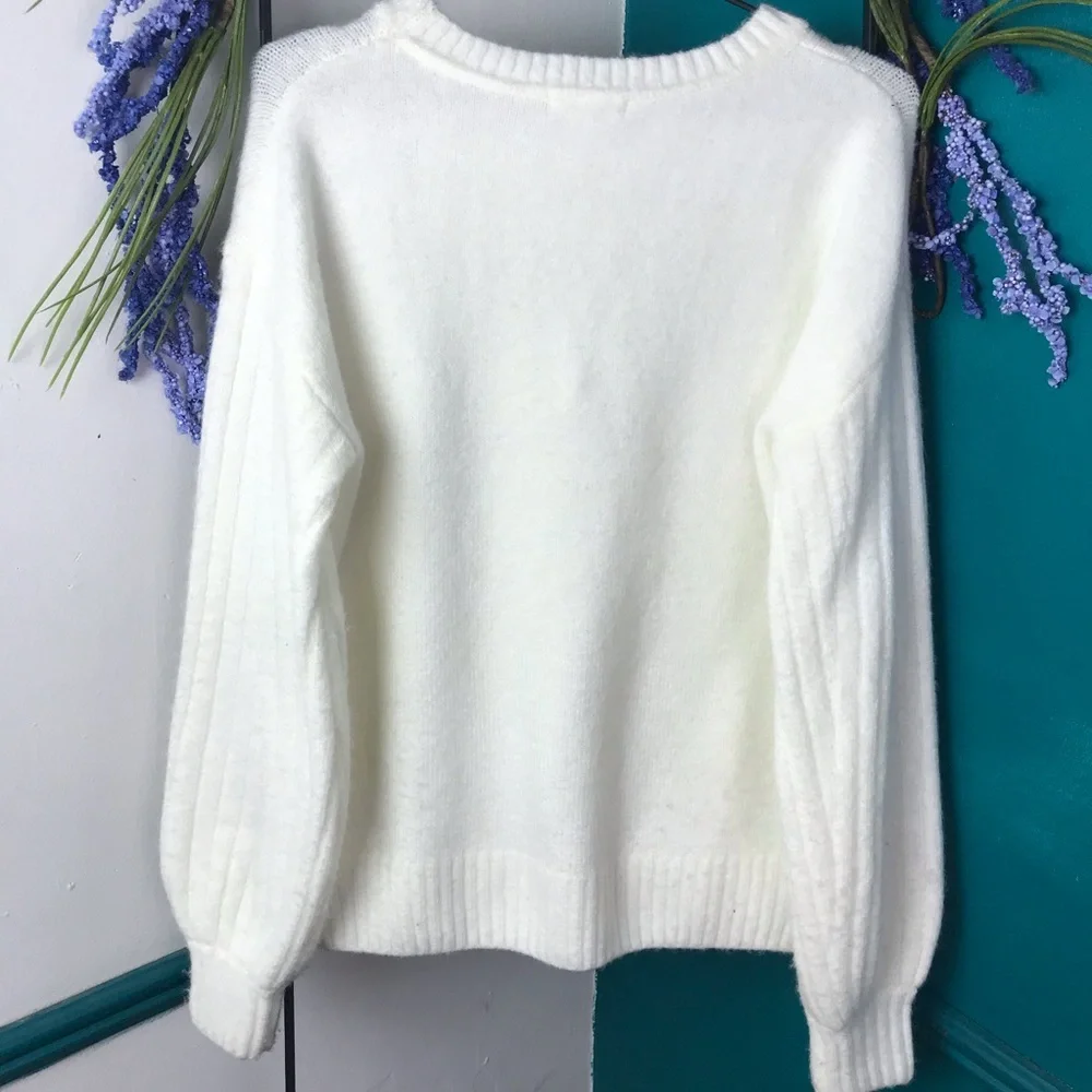 Max Studio ivory puff sleeve sweater - Picture 5 of 6
